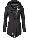 MARIKOO Damen Winter Jacke Winterjacke Mantel Outdoor wasserabweisend Softshell B614 [B614-Zimt-Schwarz-Gr.M]