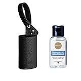 Pericosa CarryME-Set CLASSIC schwarz | Taschen-Anhänger Leder mit RefreshME Hand Desinfektionsgel Zitrus zum desinfizieren der Hände unterwegs - Desinfektionsmittel Reisegröße