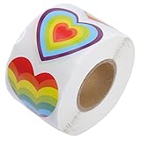 KOMBIUDA Regenbogen Herz Aufkleber Rolle DIY Bastelaufkleber Für Umschläge Und Dekorationen Farbenfroh