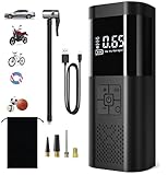 Bestyks Elektrische Luftpumpe 12V 6000mAh Wiederaufladbarer Autoreifen Pumpe 150 Psi Elektrischer Kompressor Fahrradpumpe mit USB/LED-Licht für Auto Fahrrad Motorrad BäLle,USB-Powerbank Multifunktions