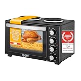 TZS First Austria Mini-Backofen mit Kochplatten | 30L Kapazität | 3200W, Umluft, max 230°C | geeignet für Camping, Wohnheim & Kleinküchen