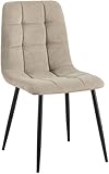CLP Esszimmerstuhl Antibes I Küchenstuhl gepolstert mit gestepptem Cordbezug I Polsterstuhl mit Metallgestell I bis 150 kg belastbar, Farbe:Taupe