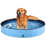 Hundepool – Faltbarer Kinderpool, 119 x 30 cm, tragbarer PVC-Kinderpool, faltbare Haustier-Pool-Badewanne für Hunde, Katzen und Kinder – Blau Baden