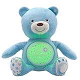 Chicco First Dreams Baby Bär Plüsch-Teddybär, weicher Projektor mit Nachtlicht, Lichteffekten und entspannenden Melodien, Blau - Kinderspielzeug 0+ Monate