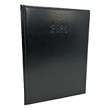 Buchkalender XL 2024 Wochenplaner Wochenkalender Chefplaner 1 Woche auf 2 Seiten 26,7 x 19,5 cm, Farbe:Schwarz