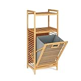 Bestlivings Wäschekorb Bambus (40x35x95 cm/LxBxH) Bambusregal mit 2 Fächern, herausnehmbare Wäschebox - Wäschesammler für Bad, Waschküche, Schlafzimmer