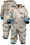 Fuchs & Kiwi Softshelloverall Baby mit Kapuze – Regenoverall mit Fleece gefüttert – Öko-Tex, Hautfreundlich – Handmade in Berlin – Softshellanzug Kinder – Frühling (Dinosaurierland, 92-98)