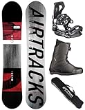 Airtracks Herren Snowboard Set Freestyle Freeride Board Waves Camber Wide 161 - Snowboard Bindung Master - Boots Star Black 45 - SB Bag
