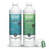 Campingsanitär-Set 2-teilig: Bio Sanitärflüssigkeit 1 l + Grauwassertank-Zusatz 1 l inkl. Dosierbecher – Zur effektiven Geruchsbekämpfung in mobilen Sanitärbereichen im Caravan, Wohnwagen, Boot