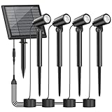 GEARLITE 4 Stück Solarlampen für Außen Garten, 650 Lum Superhelle Solar Strahler Max 15 Stunden Arbeitszeit 3500K Warmweiß Gartenleuchten IP65 Wasserdicht Gartenstrahler für Außen Bäume Hof Gartenweg