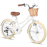 Glerc Missy 20' Zoll Mädchen Cruiser Kinder Fahrrad 6-Gang Teen Hybrid City Fahrrad für Jugend Alter 6 7 8 9 10 11 12 Jahre alt mit Weidenkorb & Leichtgewicht, Weiß