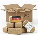 Moorland Holzbriketts 30kg hoher Heizwert, nachhaltig & CO₂-neutral – Kaminbriketts 100 % naturbelassenes Holz ohne Zusätze – Brennholz gepresst Made in Germany – Briketts Kamin, Ofen & Grill