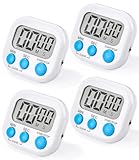 4 Stück Magnetische Stoppuhr Küchentimer Weiß,Birshe Digitaler Magnetisch Stoppuhr Timer Countdown Stoppuhr Küche mit LCD Lauter Alarm für Kochen Badezimmer Lehrer Fitnessstudio Sport Klassenzimmer