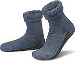 normani ALPAKA Wollsocken mit Alpaka- & Schafwolle sowie rutschfestem ABS-Aufdruck Farbe Jeans Größe 43-46