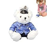 Opilroyn Polizeibär-Plüschtier, Politik Dress Teddy's Bear Plüsch | Niedlicher mit abnehmbarem Polizeianzug, für Geburtstagsgeschenke zu Weihnachten