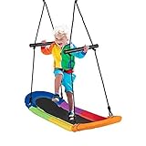 FANTASK Nestschaukel oval, Skateboard Schaukel mit Griffen, Outdoor Mehrkindschaukel, Baumschaukel, Gartenschaukel für Kinder & Erwachsene (Bunt)