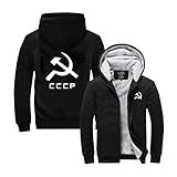 GLLUSA Gepolsterte Herren-Kapuzenpullover Für CCCP-Grafikjacken Langärmliger Kapuzenpullover Kollisionsfarben-Sweatshirts Fitnessmäntel Strickjacke Durchgehendem-Black||XL