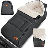 KIDIZ® Babyfußsack Baby Fußsack Winterfußsack Babyschale mit Reißverschluss Kuschelsack Babydecke Kinderwagen waschbar verschließbarer Kopfteil,Tasche, passend für alle Kinderwagen (Anthrazit)