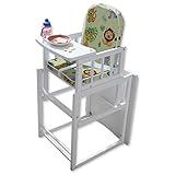 TIMBA Kombi-Hochstuhl Baby mit Tisch aus Holz, Weiß -...