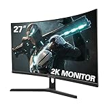 CRUA 27 Zoll Curved Gaming Monitor, QHD (2560x1440P) 2K 144HZ 1800R 99% sRGB Professional Color Gamut Computer Monitor, 2msGTG with FreeSync, Low Blue Light, VESA Mountable(HDMI,DP)-Black