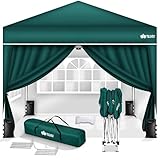 tillvex Pavillon 3x3m wasserdicht mit 4 Seitenteilen + 4er Set Sandsäcke | Pop-Up Faltpavillon stabil & höhenverstellbar | Gartenzelt UV Schutz 50+ | Partyzelt mit Tasche für Garten, Grün