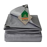 Mehr Garten Abdeckplane mit Aluminium-Ösen und verstärkten Ecken, PE Plane, 3x4 m, grau, Gewebeplane 260 g/m², Allzweckplane wasserdicht, reißfest und UV-beständig