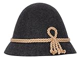 Steigenhöfer Original Herren Trachtenhut, Wanderhut, Filzhut Stopselhut - Heinrich - 100% Schurwolle - Schmale Krempe & Kordel - Zum Förstern & Wandern oder zum Oktoberfest - Schwarz - 56