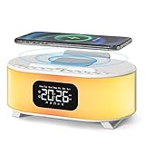 Jugendcx Wecker Digital mit Ladestation, 18W Kabelloses Schnell-Ladegerät mit Adapter und Kabel, Digitaler Wecker mit Licht, Bluetooth Speaker 5.0,Snooze,Dual Alarms,12 Natural Soun für Frauen,Männer