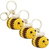 JcvPot Schlüsselanhänger Biene, 3 Stück Gehäkelte Bienen Schlüsselanhänger