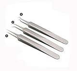 1Set (3St) Silber Professionelle entfernen Mitesser Pinzette Set -Edelstahl gerade/schräg & Spitz Splinter/Bend gebogen Blemish Extractor Werkzeug für Akne hilft bei Zystische Blemish Whitehead in