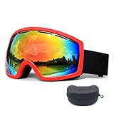 Skibrille HD Anti-Fog-Linse Verstellbarer Linsenriemen Verfügbar für Myopie Anti-Wind-Sand- und Anti-Impact-UV400-Schutz Schneebrille Verfügbar für Motorradfahren Bergsteigen Angeln,B