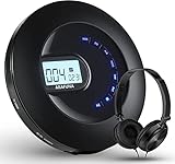 CD Player tragbar, wiederaufladbarer für Auto und Reisen, Walkman CD Player mit Kopfhörer und Anti-Skip/Stoßfest, klein mit LCD-Display, AUX-Kabel, Hintergrundbeleuchtung