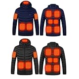Winterjacken für Herren, beheizte Jacken, elektrische Heizmäntel, Damen, weicher Wintermantel, wärmend, Thermokleidung, verstellbar, Outdoor, Camping, Jagd, Skifahren, 002 Schwarz, 6XL