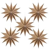 SUNBEAUTY 5er Set Papiersterne 30cm Original Holzfarbe...