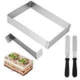 Rechteckiger Rahmen, Rechteckige Backform, Backrahmen Rechteckig Verstellbar mit 2 Flügel verstellbare quadratische Kuchenform für kleine und große Kuchen und Torten