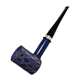 Heysong Handgefertigte Holzpfeife, 9 mm, mit konischem Stiel und Silberring, HSAA0274 (blau)