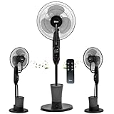 3in1 Standventilator mit Wasserkühlung sehr leise - Mobile Klimaanlage ohne Abluftschlauch -Verdunstungskühler Aircooler Turmventilator mit Fernbedienung Luftreiniger Timer Tower Fan (Vader Black)
