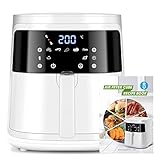 Aigostar White Cube - Air Fryer 7L 1900W, 5-in-1 ölfreie Fritteuse, 7 voreingestellte Funktionen mit LED-Bildschirm, herausnehmbarer Antihaft-Korb, Wärmeerhaltung, 20 Rezepte BPA-freie