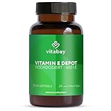 Vitabay Vitamin E 600 I.E. Depot – 200 vegane Softgels – hochdosiert mit D-Alpha-Tocopherol & Tocotrienolen – ohne Zusatzstoffe – laborgeprüft – Vorrat für über 12 Monate