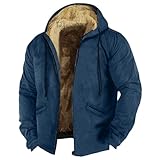 Topassion Winterjacke Herren Fleecejacke Warme Gefüttert Skijacke mit Kapuze Reißverschluss Männer Übergangsjacke Einfarbiges Softshelljacke Wintermantel Mantel Winddicht Outdoorjacke Jacke(Navy,3XL)