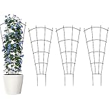 Thealyn 4er Pack Indoor-Pflanzen-Trellis für kletternde Topfpflanzen, Outdoor Metall Garten Trellis für Zimmerpflanzen, Blumen, Weinreben, Fächerform, Schwarz