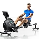 Riksion Rudergerät für Zuhause, Magnetisches Rudergerät mit LCD-Display, Heimrudergerät für Cardio-Training mit 16 Widerstandsstufen, 160 kg Belastbarkeit, Vertikal Verstaubar
