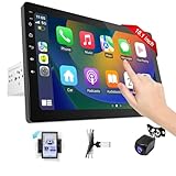 Haudio 1Din Autoradio, mit 10.1 Zoll drehbar Bildschirm,Kompatibel mit Wireless Apple CarPlay und Android Auto,Car Play IPS Touch Screen,1080P-Rückfahrkamera,Bluetooth 5.0,GPS-Navigation,FM