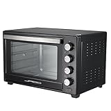 Jago® Minibackofen mit Umluft - Innenbeleuchtung, elektrisch, Doppelglastür, Timer, 100-230 °, 2000W, 60L, 5 Heizarten, Drehspieß, Schwarz - Mini Backofen, Mini-Küche, Grillofen, Pizza-Ofen