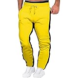 Zimmermannshose Herren Herbst und Winter High Street Mode Freizeit Lose Sport Laufen Patchwork Farbe Schnürhose Pullover Hose Hose Jogginghose Jagdhose Softshell Herren (Yellow-A, M)