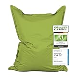 Lumaland Riesen-Sitzsack XXL 140x180 cm | Wasserfestes Indoor & Outdoor Liegekissen mit über 3 Mio. anpassungsfähigen EPS-Perlen | Bean Bag mit waschbarem Bezug [Grün]