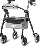 VOCIC Z11 Rollator faltbar und leicht mit Sitz, Max 172kg, Rollator schmal für wohnung, Rollatoren leicht klappbar für Senioren, Ergonomischer Sitz, höhenverstellbar, alle Untergründe, 5 Jahre Support