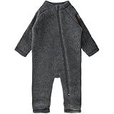 Mikk-line WALKOVERALL 80 Anthracite Melange | Wollwalk Overall Baby | Baby Schlafanzug Aus Wolle Für Baby Und Kleinkind | 95% Wolle - 100% mulesingfrei Merinowolle | Schlafanzug Baby Ohne Füße