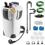 EXLECO Außenfilter Aquarium mit UV Lampe 1400L/H 35W Filter für Aquarien bis 300L, Einstellbar Aquariumfilter Leistungsstarker 3 Stufen Kanisterfilter, Kammerfilter mit Filtermaterial Schlauch HW-302B