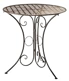 Kobolo Dekorativer Gartentisch Metalltisch Tisch aus braunem Metall mit Stanzungen in Blumenoptik 60cm
